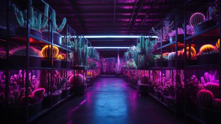 Vibrant Neon Botanical Haven wallpaper