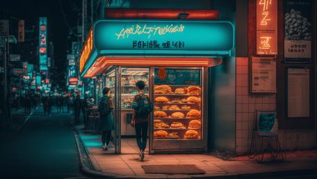 Neon Nights in Anime Cityscape wallpaper