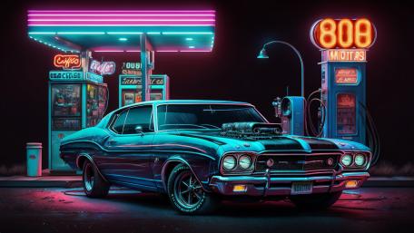 Retro Neon Nightscape wallpaper