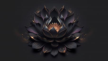 Ethereal Gold-Outlined Lotus Bloom wallpaper