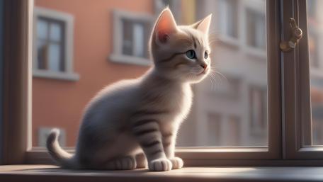 Curious Kitten Gazing at the World wallpaper