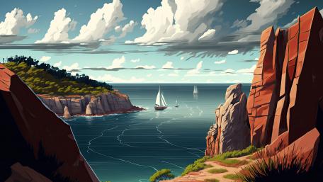 Sailing Past the Craggy Cliffs wallpaper