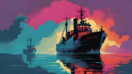 Mystical Sea Journey at Twilight wallpaper