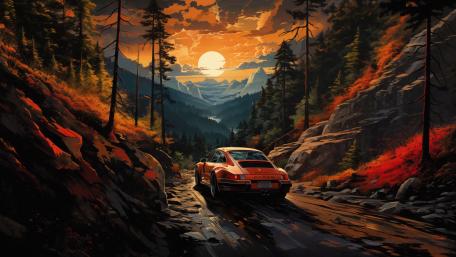 Porsche Adventure at Sunset wallpaper