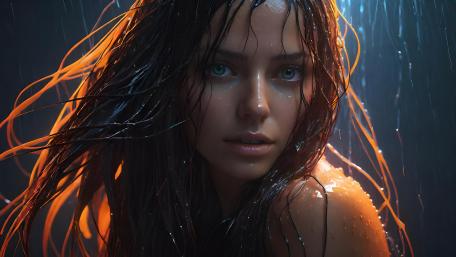 Mystic Rain - Blue-Eyed Enigma wallpaper