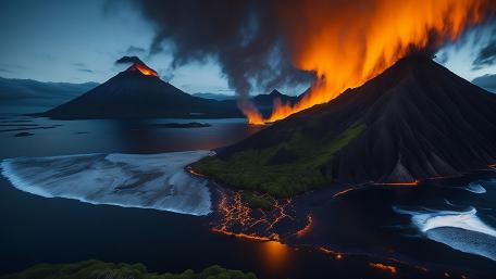 Lava Flow On The Coast wallpaper