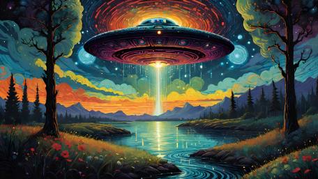 Mystical UFO Encounter at Dusk wallpaper
