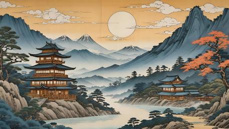 Mystic Oriental Pagoda Sanctuary wallpaper