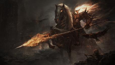 Apocalyptic Knight's Fiery Charge wallpaper