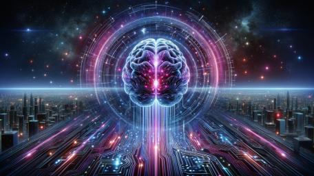 Powerful brain centre driving virtual city wallpaper