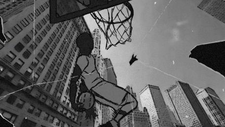 Urban Basketball in Monochrome Artistry wallpaper