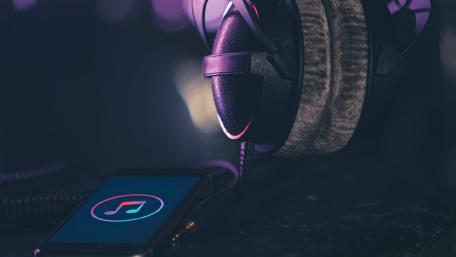 Melodic Escape in Purple Twilight wallpaper