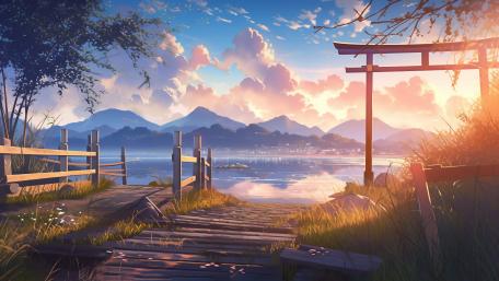 Tranquil Pathway Under a Torii Gate wallpaper