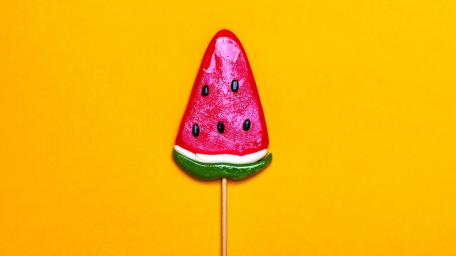 Watermelon Candy Delight on Yellow wallpaper