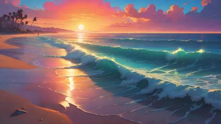 Tropical Sunset Dreamscape wallpaper