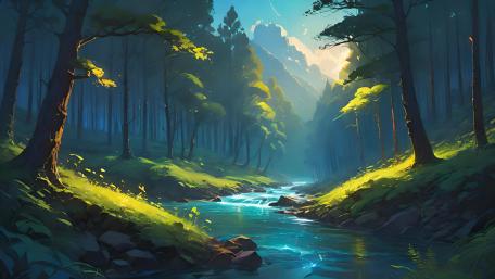 Enchanted Forest River Glow wallpaper