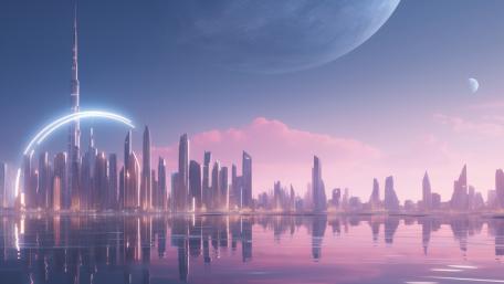 Futuristic Cityscape at Twilight wallpaper