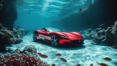 Underwater Dreams of a Red Ferrari wallpaper