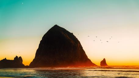 Majestic Sunset at Haystack Rock wallpaper