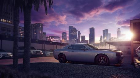 Dodge Challenger SRT Under Sunset Sky wallpaper