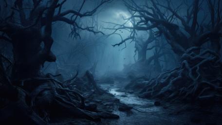 Misty Enigma of the Haunted Grove wallpaper