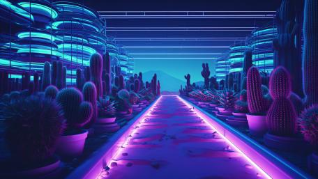 Neon Cactus Wonderland wallpaper