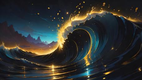 Surreal Oceanic Majesty at Night wallpaper