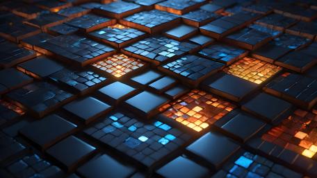 Golden Mosaic Cubes Abstract Art wallpaper
