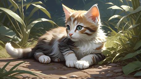 Mystical Feline in Enchanted Garden wallpaper