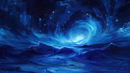 Mystical Ocean Swirl at Midnight wallpaper