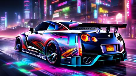 Neon Blaze Nissan GT-R Power Surge wallpaper