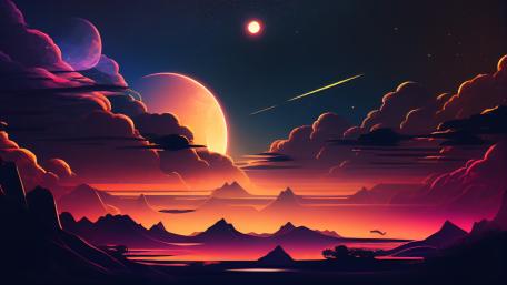 Surreal Twilight Over Alien Terrain wallpaper