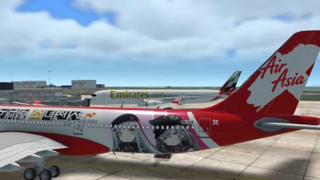 Air Asia X Airbus A330-300 9M-XXB and Emirates Airbus A350-900 wallpaper