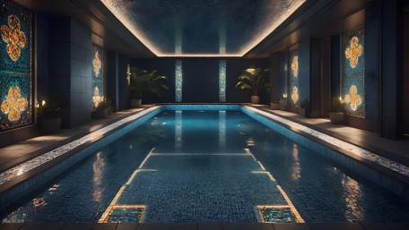 Luxurious Indoor Mosaic Swimming Pool wallpaper