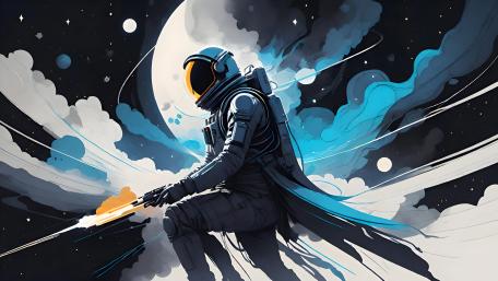 Astronaut's Cosmic Contemplation wallpaper