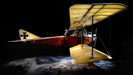 Vintage Albatros Biplane in the Shadows wallpaper