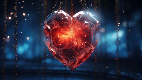 Shimmering Heart Suspended in Sapphire Dreams wallpaper