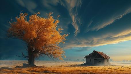 Small-House-Facing-Tempest-AI-Generated wallpaper