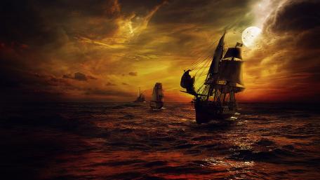 Moonlit Pirate Voyage wallpaper