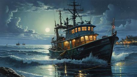 Moonlit Maritime Adventure wallpaper