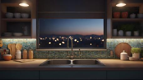 Twilight Serenity in the Kitchen wallpaper