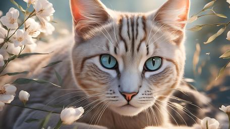 Tranquil Feline in Blooming Bliss wallpaper