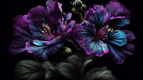 Vibrant Blossoms Against a Dark Canvas wallpaper