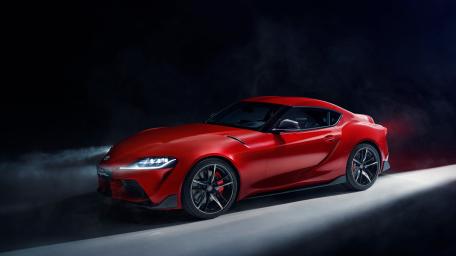 Sleek and Stunning Red Toyota Supra GR Wallpaper wallpaper