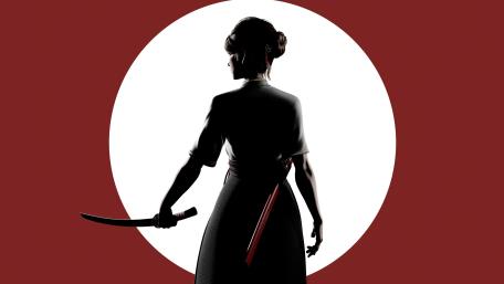Samurai Silhouette in Minimalist Design wallpaper