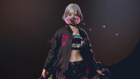 Cyberpunk Blossom Amidst Dark Visions wallpaper