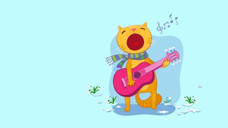 Musical Cat Serenade in Spring wallpaper