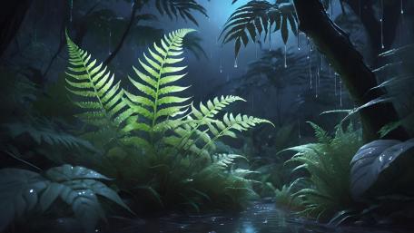 Mystical Rainforest Under Moonlight wallpaper