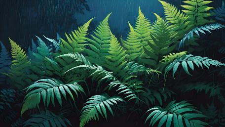 Mystical Rainforest Under Moonlit Showers wallpaper