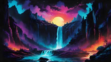 Mystical Falls at Twilight wallpaper